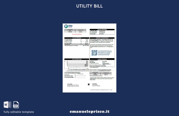 modello di versione word della bolletta energetica USA TXU in stile verificato 5